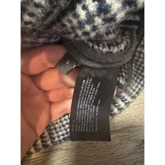 Theory Women’s Cropped Jacket Blazer Wool Blend S Small Plaid Houndstooth $450 - Picture 5 of 6